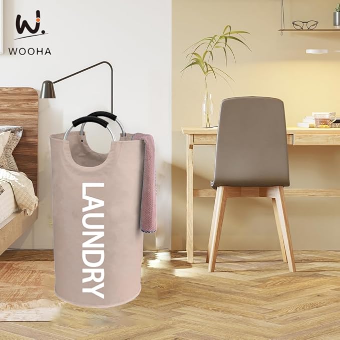 WOOHA 125L Large laundry basket, Collapsible laundry hamper, Tall Clothes