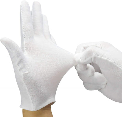 White Cotton Gloves Hand Care Work Gloves Lint Free Gloves, Extra Large, 12 Pairs