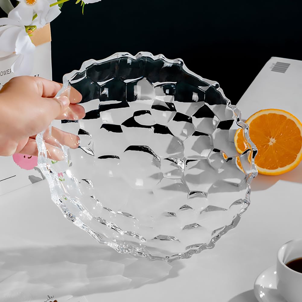 Coafiy 2 Pack Glass Fruit Bowl, Fruit Basket Holder, Crystal Fruit Bowl, Dessert Plate,Decorative Pedestal Bowl,for Table Décor for Home,Office, Wedding Decor, Fruit, Snack, Dessert (Large,Clear)