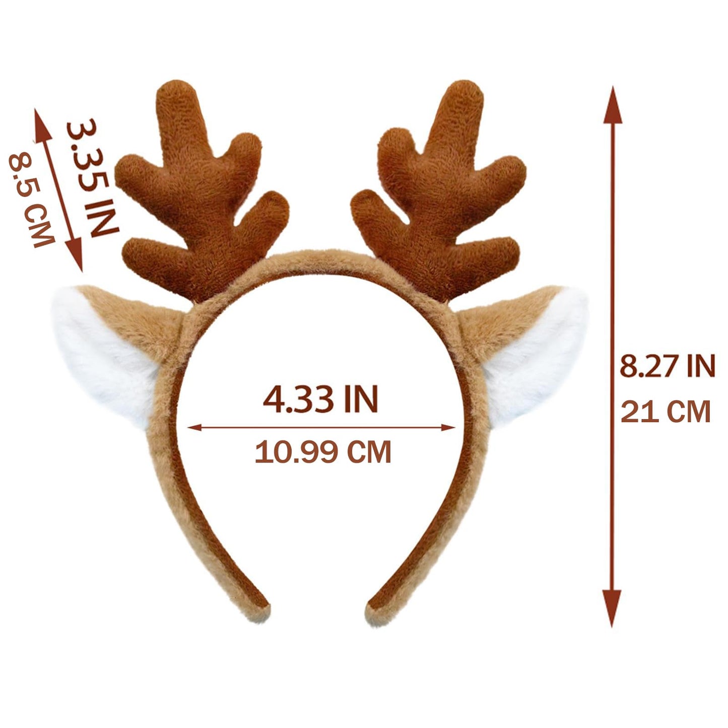 SIOTMERA Reindeer Antlers Headband Fluffy Animal Deer Ears Hairband Party Trips Cosplay Costume Washing for Christmas Halloween suitable for adults