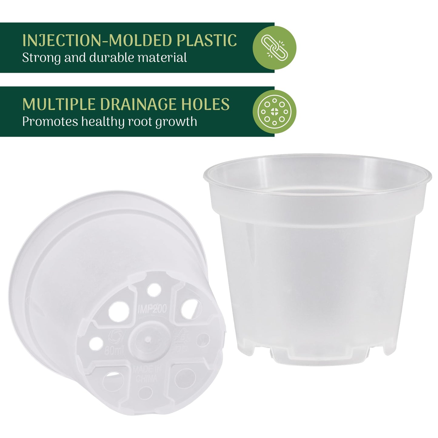 Arcadia Garden Products [25-Pack [2-inch ] Clear Nursery Pot with Drainage Holes, Heavy Duty Plastic Injection Mold Transparent Grow Pot for Orchids, Seedlings, Plant Cuttings, Clear
