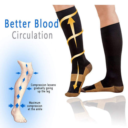 DZANS 3 Pairs Copper Compression Socks for Men & Women (20-30 mmHg) Best Graduated Athletic Fit for Running, Nurses, Flight Travel & Maternity Pregnancy - Boost Stamina, Circulation & Recovery(S/M)