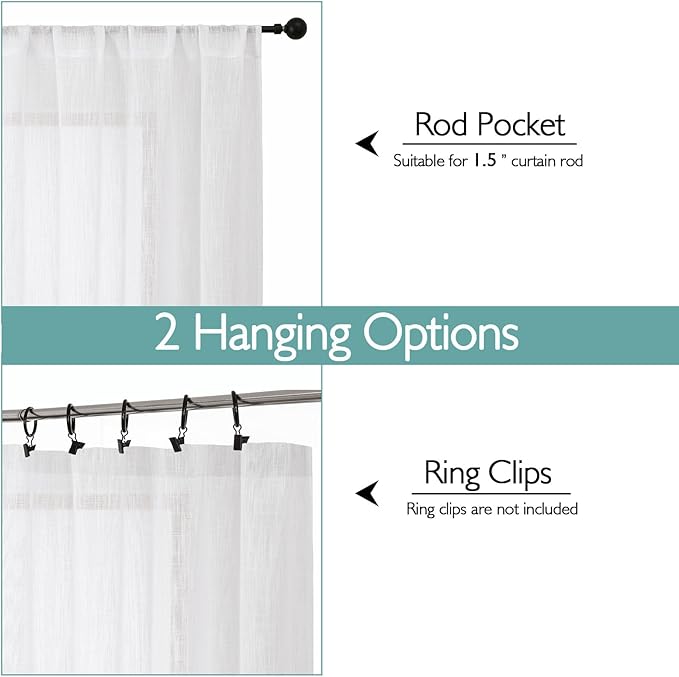 Chyhomenyc Semi Sheer Curtains 84 Inches Long 2 Panels Set, Light Filtering