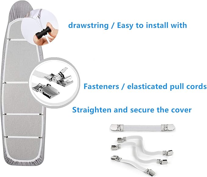 Extra Large Replacement Ironing Board Cover, 61.8x22.8 Inches, Drawstring Design