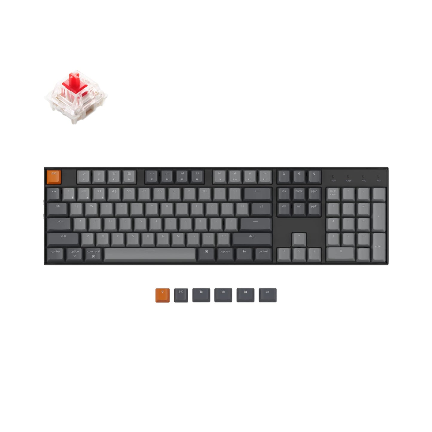 Keychron K10 Full Size 104 Keys Bluetooth Wireless Mechanical Gaming Keyboard for Mac Windows K Pro Brown Switch, Multitasking/White LED Backlight/USB C Wired Computer Keyboard