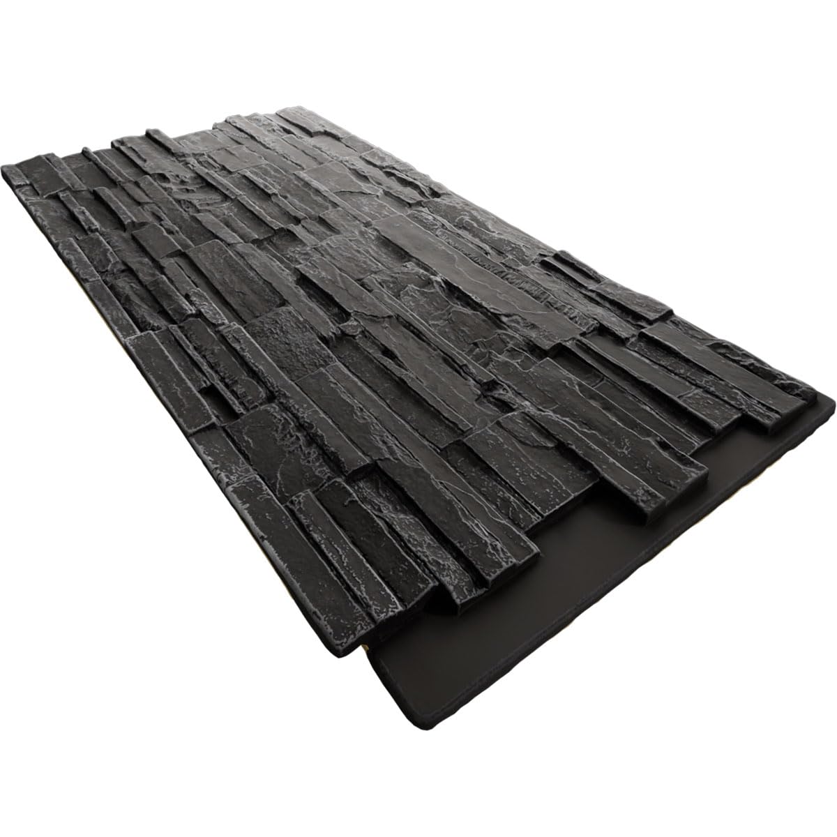 EverStone Cascade Faux Stone Panel, 48 5/8"W x 24 3/4"H x 1 1/4"D, Graphite Color
