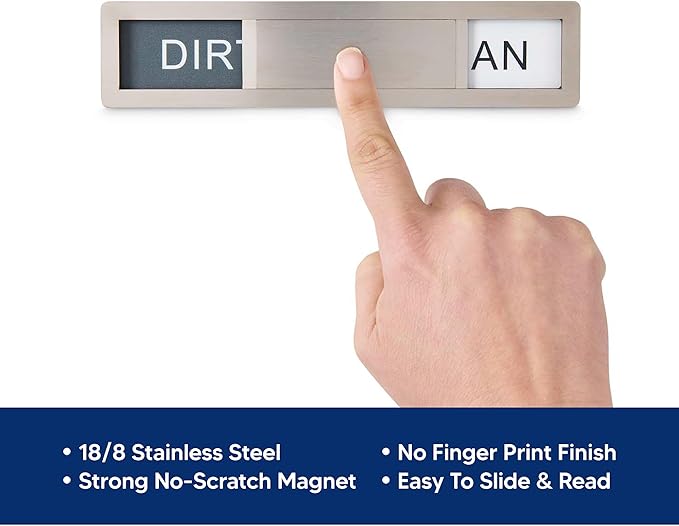 HIC Kitchen Dishwasher Clean Dirty Indicator Magnet, 18/8 Stainless Steel
