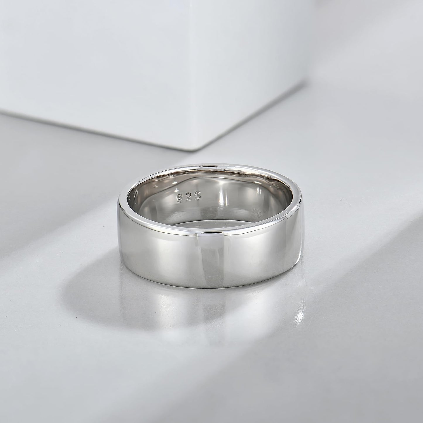STARCHENIE Solid 925 Sterling Silver 7mm Wedding Band Ring, Comfort Fit High Polish, for Men and Women (Size 8)
