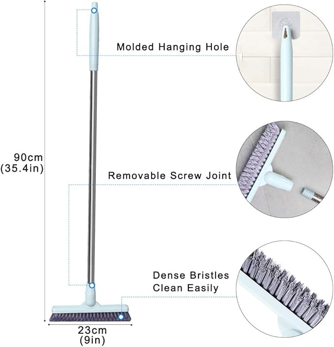 Affogato Floor Scrub Brush Bathroom Long Handle Bathtub Push Broom Shower Tile