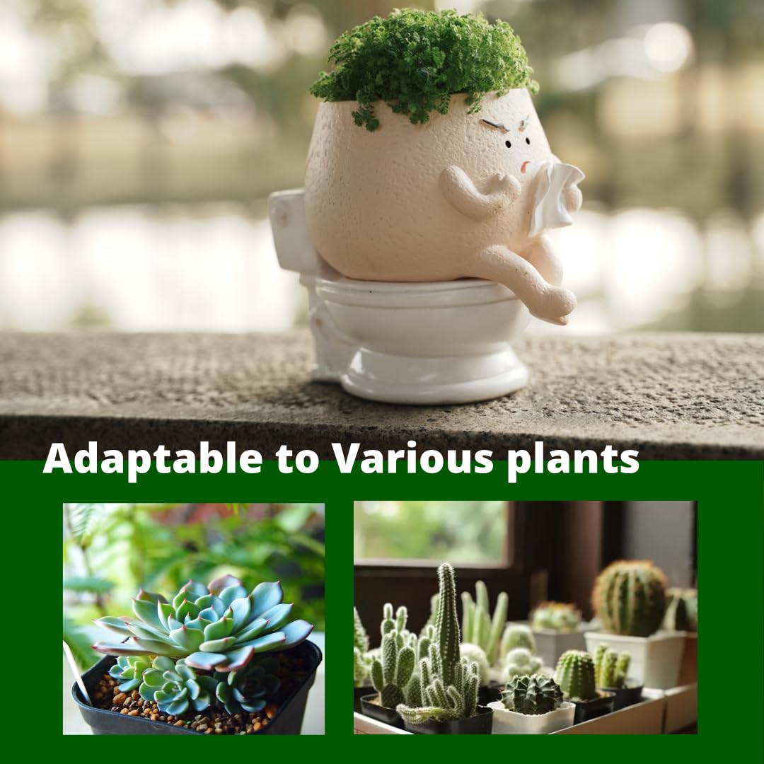 Ahilzam Face Planter Pots Funny Toilet Planters for Indoor Plants, Self Watering with Drainage Hole Cute Flower Pots, Outdoor Face Head Succulent Pot, for Plant Lovers