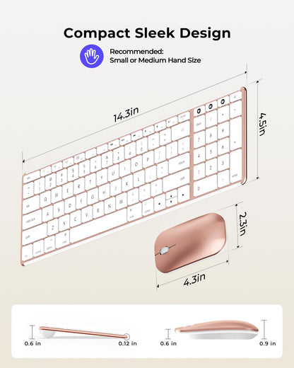 seenda Bluetooth Keyboard and Mouse for Mac, SKM64-2 Multi-Device Rechargeable Slim Wireless Keyboard Mouse Stainless Steel Full Size, Compatible with MacBook Pro/Air, iPad, Mac - Space Gray