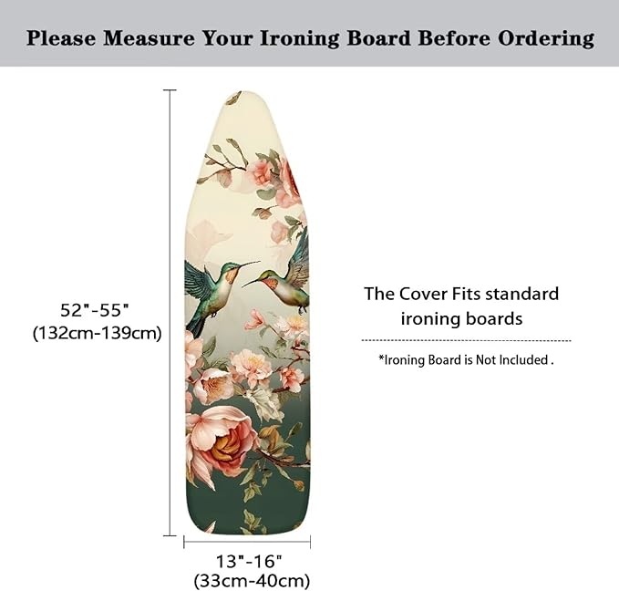 GLENLCWE Hummingbird Peony Ironing Board Cover