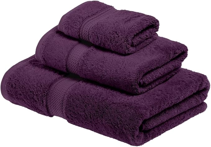 SUPERIOR Egyptian Cotton Pile 3 Piece Towel Set, Includes 1 Bath, 1 Hand