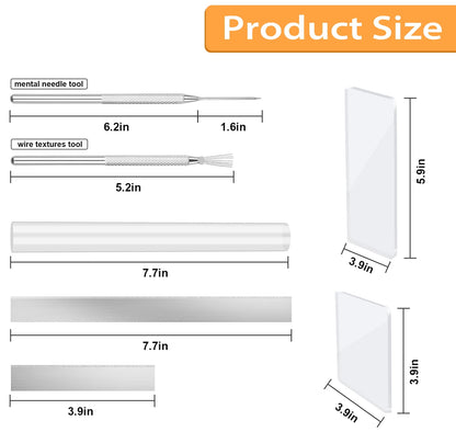 12 Pcs Polymer Clay Cutter Tools, Acrylic Roller for Polymer Clay, Acrylic Sheet Rectangle Shape, Clay Rolling Pin, Modeling Clay Carving Tools, Shaping Knife for Clay DIY, Earing Making, Jewelry