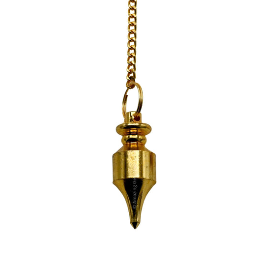 Amazing Gemstone Healing Metal Pendulums for Divination, Gold Long Point Steel Copper Pendulum High Energy Pendulo de Bronce Pendulos de Mesa MP32