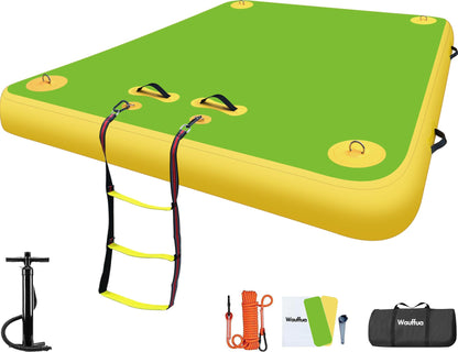 Inflatable Floating Dock for Lakes, Thick and Extra Wide Lake Floats for Adults, Non-Slip Air Dock Platform with Portable Carrying Bag, Floating Platform Island for Pool Beach Ocean