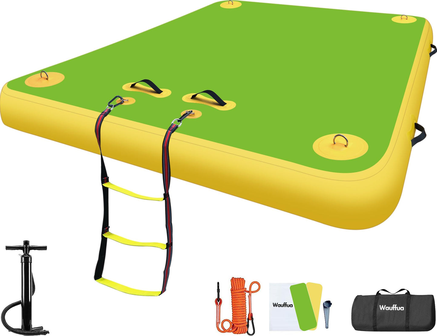 Wauffua Inflatable Floating Dock for Lakes, Thick and Extra Wide Lake Floats for Adults, Non-Slip Air Dock Platform with Portable Carrying Bag, Floating Platform Island for Pool Beach Ocean
