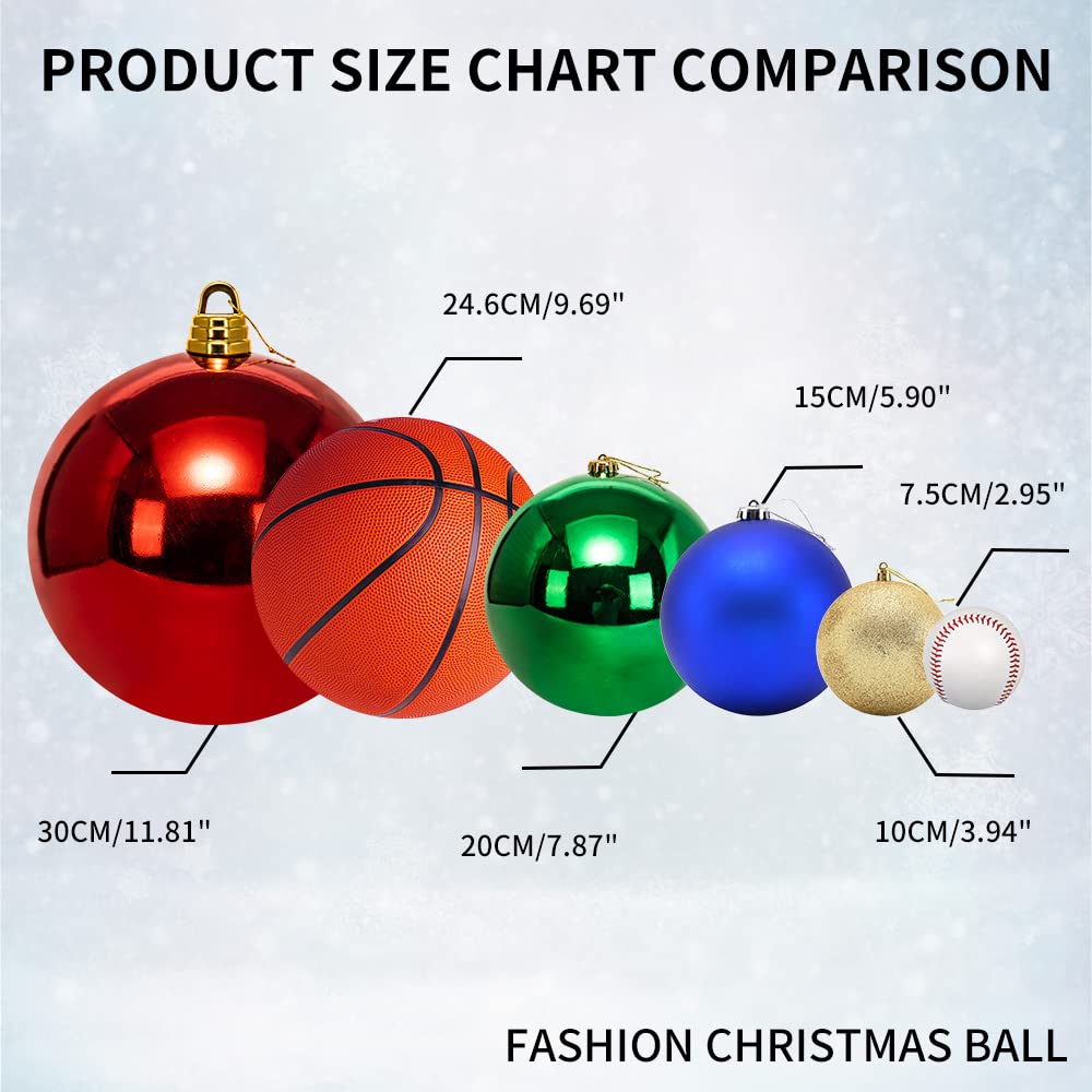 Benjia Extra Large Size Outdoor Christmas Ornaments, Oversized Huge Big Shatterproof Xmas Christmas Plastic Balls for Outside Lawn Yard Tree Hanging Decorations (6"/150mm, White, 6 Packs)