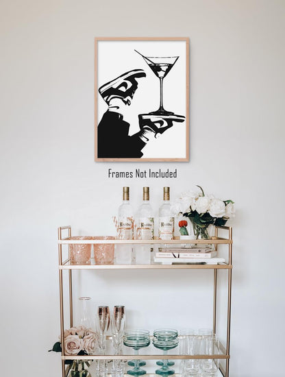 Bar Cart Accessories & Decor (UNFRAMED 12 x 16) Cocktail Wall Art Alcohol Drink Aesthetic Streetwear Fashion Shoes Sneaker Poster Wall Art Prints Martini Sneaker
