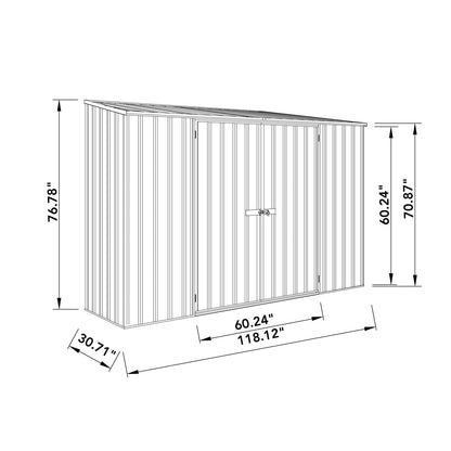 ABSCO Space Saver Metal Garden Shed 10 Ft. x 2.5 Ft. Surfmist