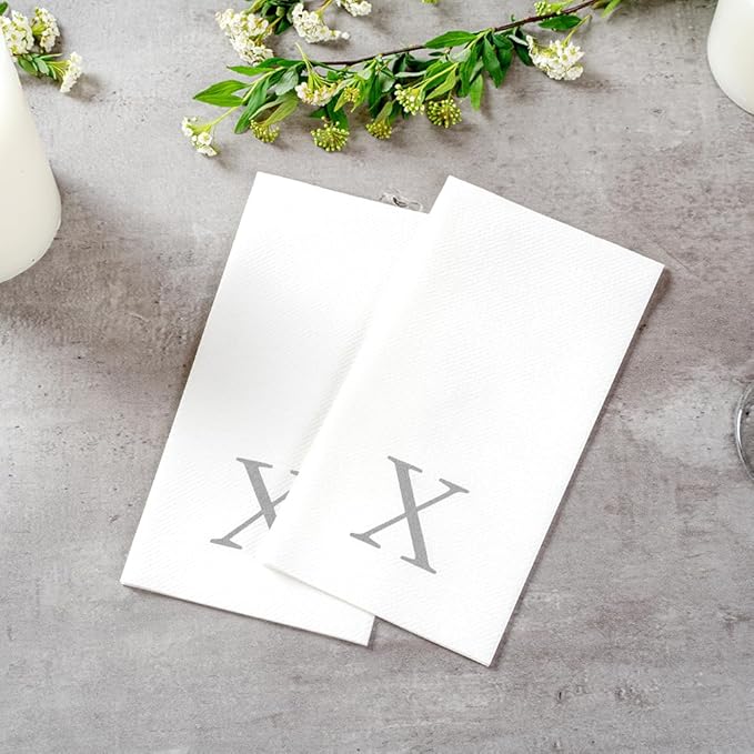 Luxenap 15.8 X 7.9 Inch Linen-Feel Guest Towels, 50 Lettered Hand Towels