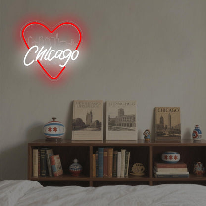 Chicago Neon Sign for Wall Decor Chicago Neon Light for Women Gift Dimmable LED City Light Up Sign for Christmas Birthday Gifts
