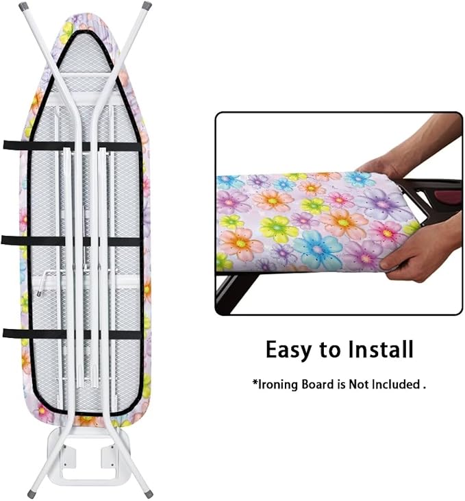 Sprowallow Colorful Flowers Ironing Board Cover and Pad Full Size Ironing Board