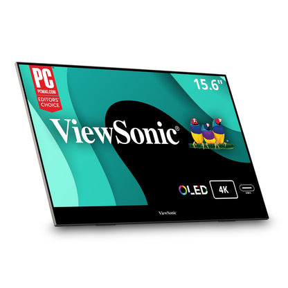 ViewSonic VX1655 15.6 Inch 1080p FHD Portable LED IPS Monitor with 2 Way Powered 60W USB C, Mini HDMI, Dual Speakers, and Built-in Stand with Tripod Mount,Black