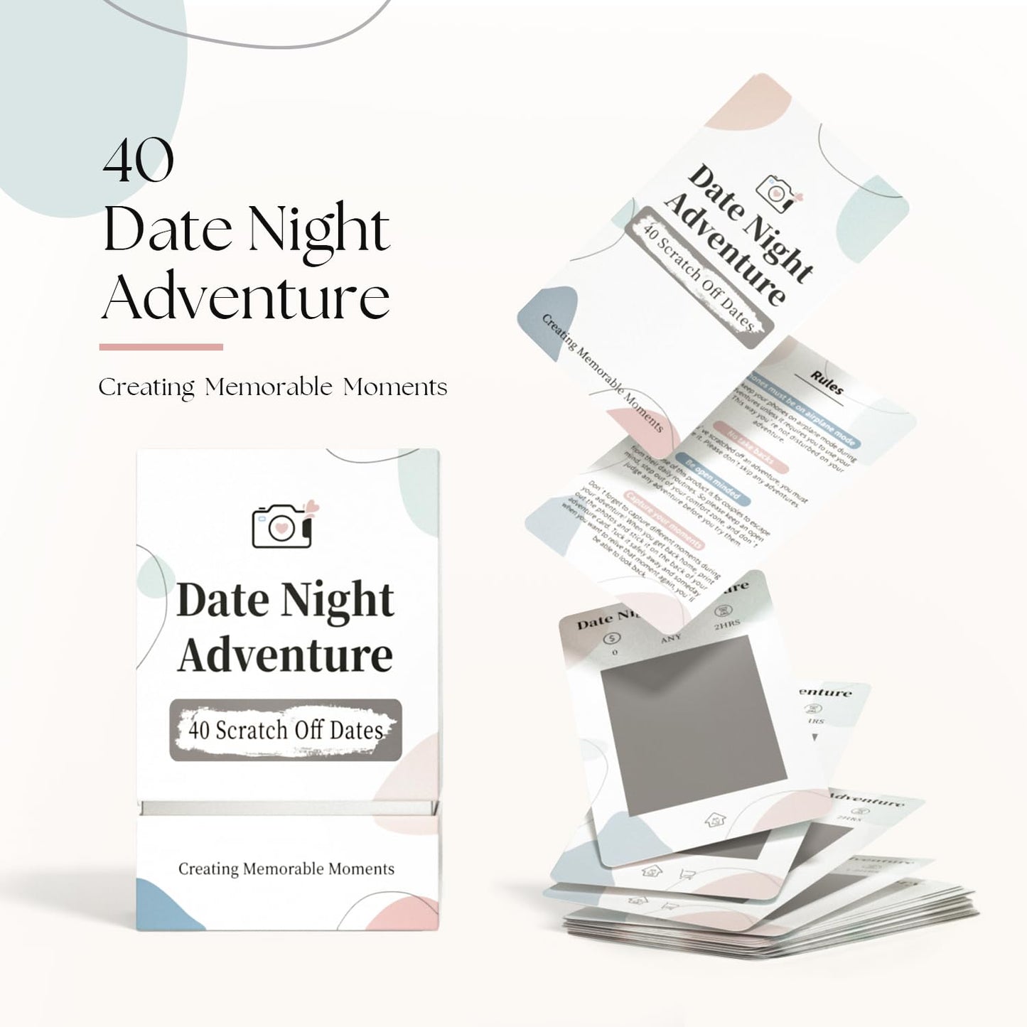40 Fun Date Night Scratch Off Card Game Ideas, Couples Gifts for Wedding Anniversaries, Bridal Shower, Engagement, Romantic Valentines Day Gifts for Him, Her, Men, Boyfriend, Girlfriend, Husband, Wife