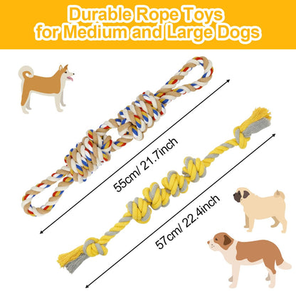 ETACCU Strong Dog Rope Toys for Large & Medium Dogs, 2 PCS Indestructible Rope Dog Toys for Aggressive Chewers, 100% Cotton Rope Dog Toys for Tug of War & Teeth Cleaning