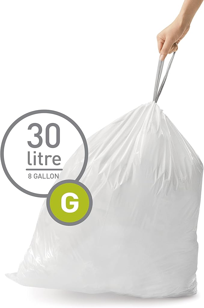 simplehuman Code G 100 Count, Dispenser Pack Custom Fit Liners, Drawstring