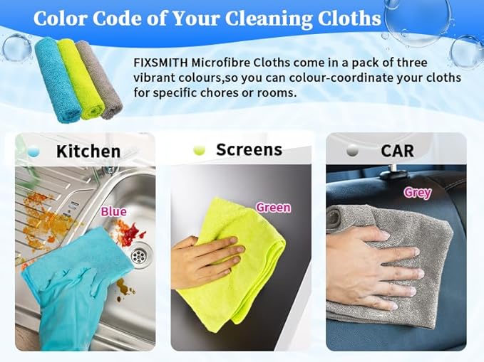 FIXSMITH Shop Towels-200 Pack, 12 x 16 in Microfiber Cleaning Cloth, Highly