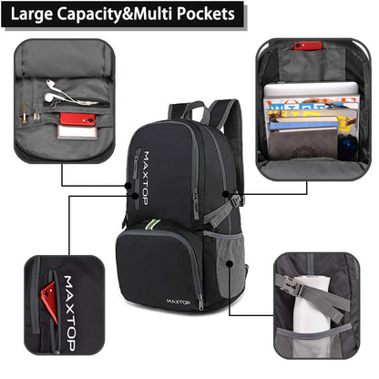 MAXTOP 30L Ultra Lightweight Packable Backpack Foldable Rucksack Water Resistent For Men Women Kids Outdoor Camping Hiking Travel Daypack Handy Durable Gifts For Men Women