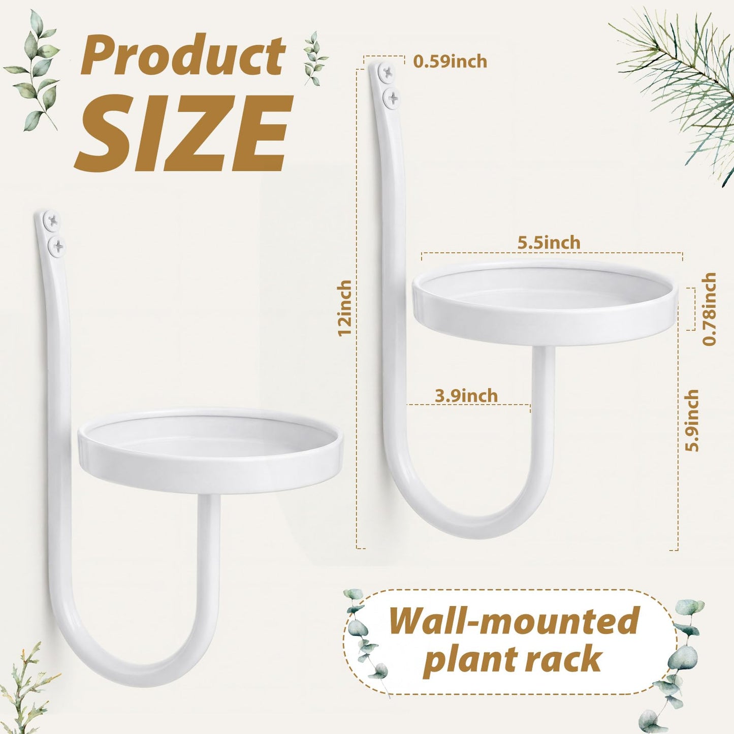 Otoolling 2 Pcs Hanging Planters for Indoor Plants Wall Plant Holder Plant Hanger Wall Planters Shelves Decor for Living Room Bathroom Window (White)