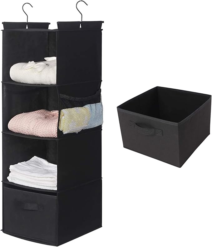 MAX Houser 4-Shelf Hanging Closet Organizer, Space Saver, Cloth Hanging Shelves