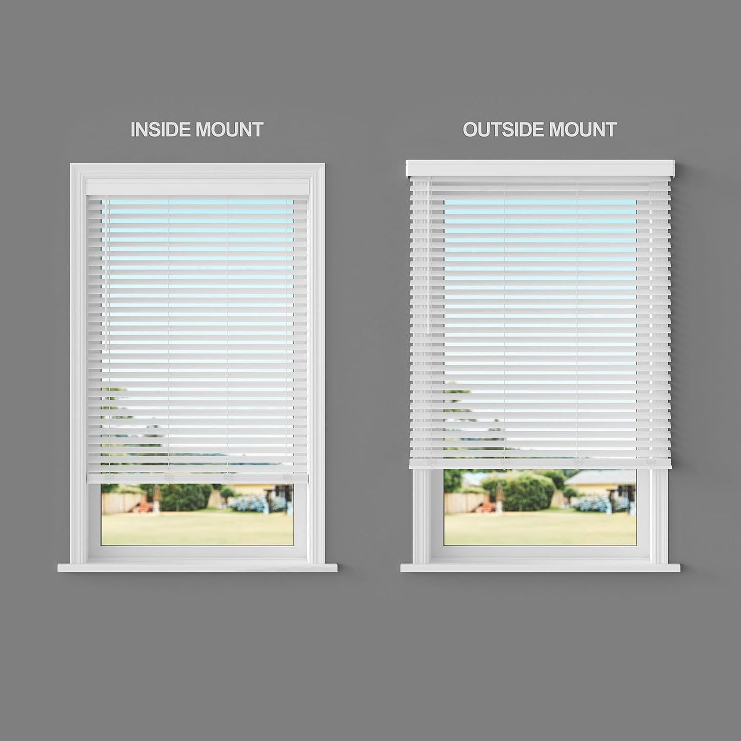 2 Inch Cordless Faux Wood Blind with Contemporary Valance - 23" W x 64" L - White, Over 900 Custom Sizes Starting at 19.97, Smooth Room Darkening Slats for Interior Windows by Lumino