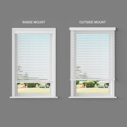 2 Inch Cordless Faux Wood Blind with Contemporary Valance - 23" W x 64" L - White, Over 900 Custom Sizes Starting at 19.97, Smooth Room Darkening Slats for Interior Windows by Lumino