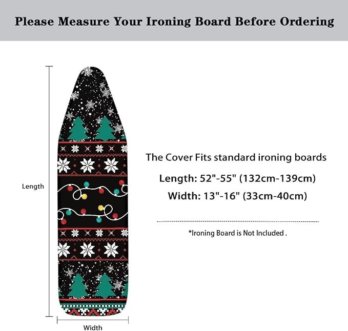 Snowflake Christmas Ironing Board Cover Standard Size Soft Resist Scorching