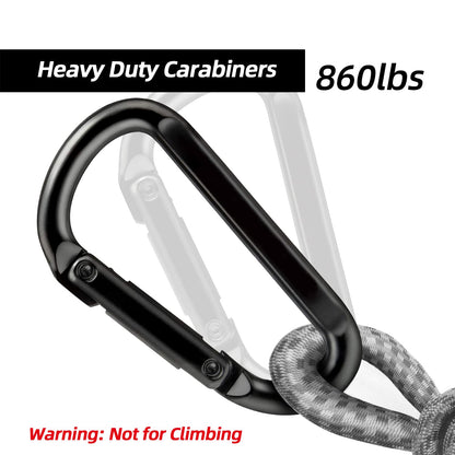 EZYA Carabiner Clip, 860lbs, 3" Iron Heavy Duty Carabiner, D Shape Hook - Hammocks, Camping, Hiking Accessories, Keychains, Caribiniers for Dog Leash, Yoga Swing, Gym etc, Black, 6pcs