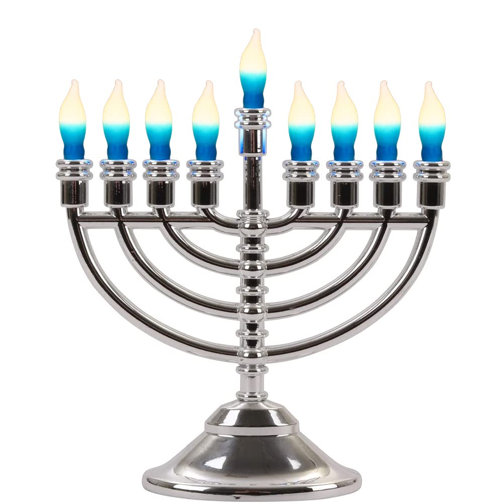 GOOTHY 12 Pack White Blue Christmas Flame Shape Light Bulbs, C18 Candle Light Replacement Bulbs for Christmas Hanukah Electric Candles Chandeliers- 7 Watts /120 Volts/ E12 Candelabra Base- White/Blue