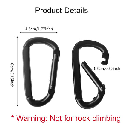 10 Pcs Heavy-Duty Carabiner, D-Shaped Spring Hook, Suitable for Camping, hammocks, Hiking, Keychains, Dog leashes, and Small Hooks for Key Rings