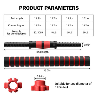 Dumbbell Handle Set, Dumbbell Bars 13.8in (35 cm), Suitable for 1 inch Wide Weight Plates, Home Gym Strength Training Accessories,Dumbbells Set Suitable for 20/30 Pounds