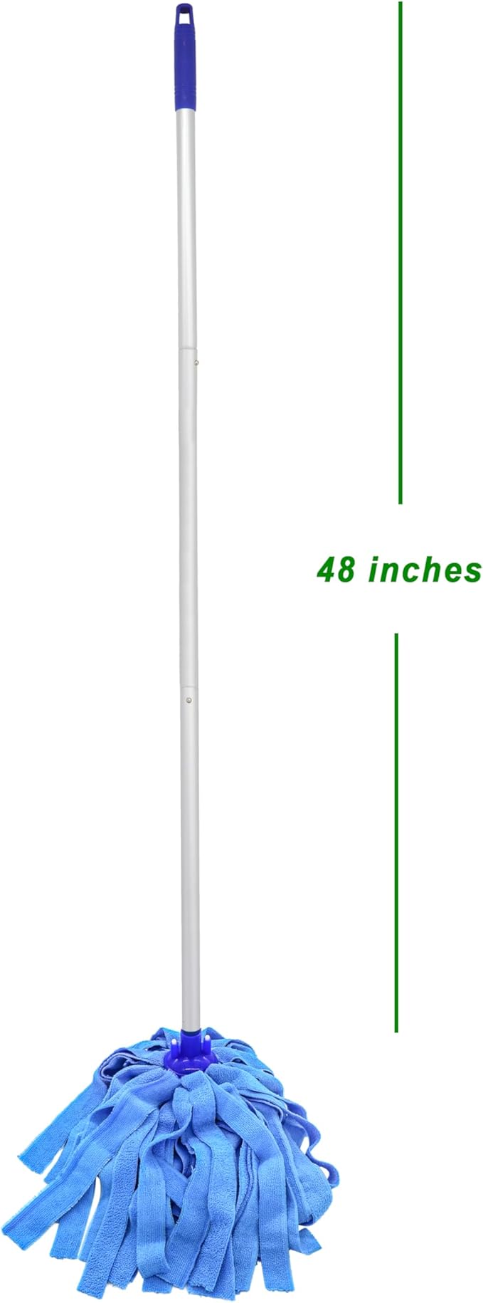 Mop, One Pole with Two Blue Microfiber Cloth Heads