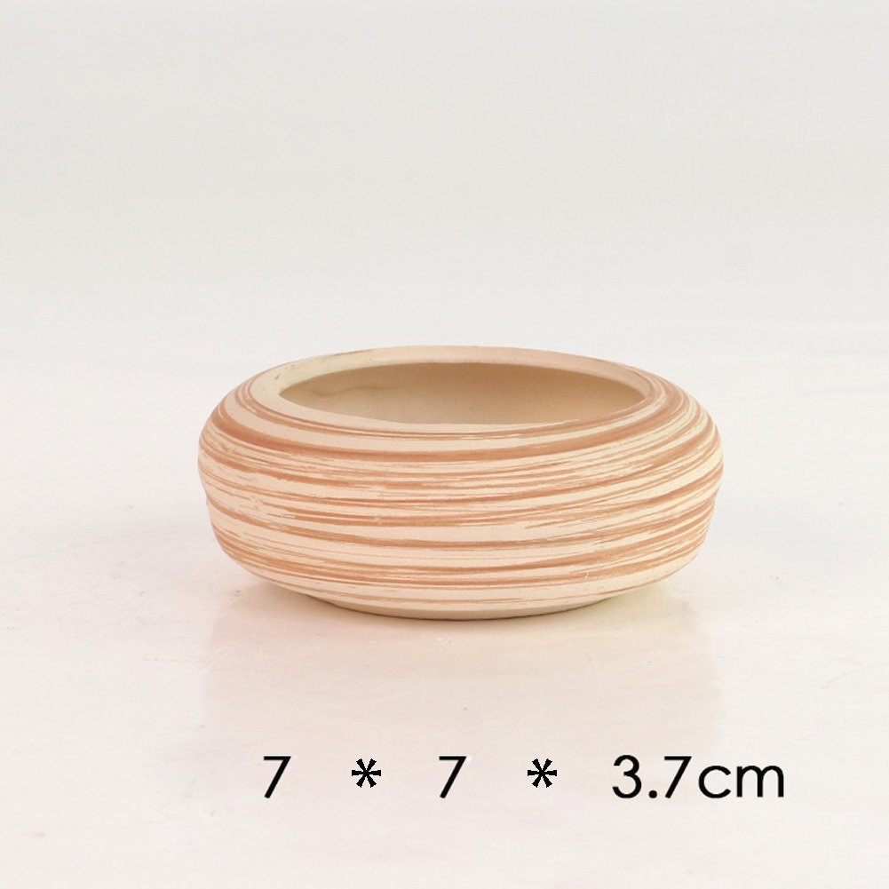 Sun-E 6 in Set 7.6 cm Ceramic Wooden Pattern Succulent Plant Pot Cactus Plant Pot Flower Pot Container Planter Gift Idea