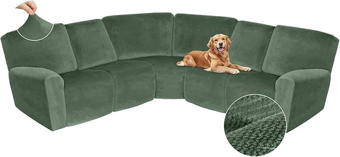 Arfntevss Sectional Recliner Couch Covers Velvet Corner Sectional Sofa Cover