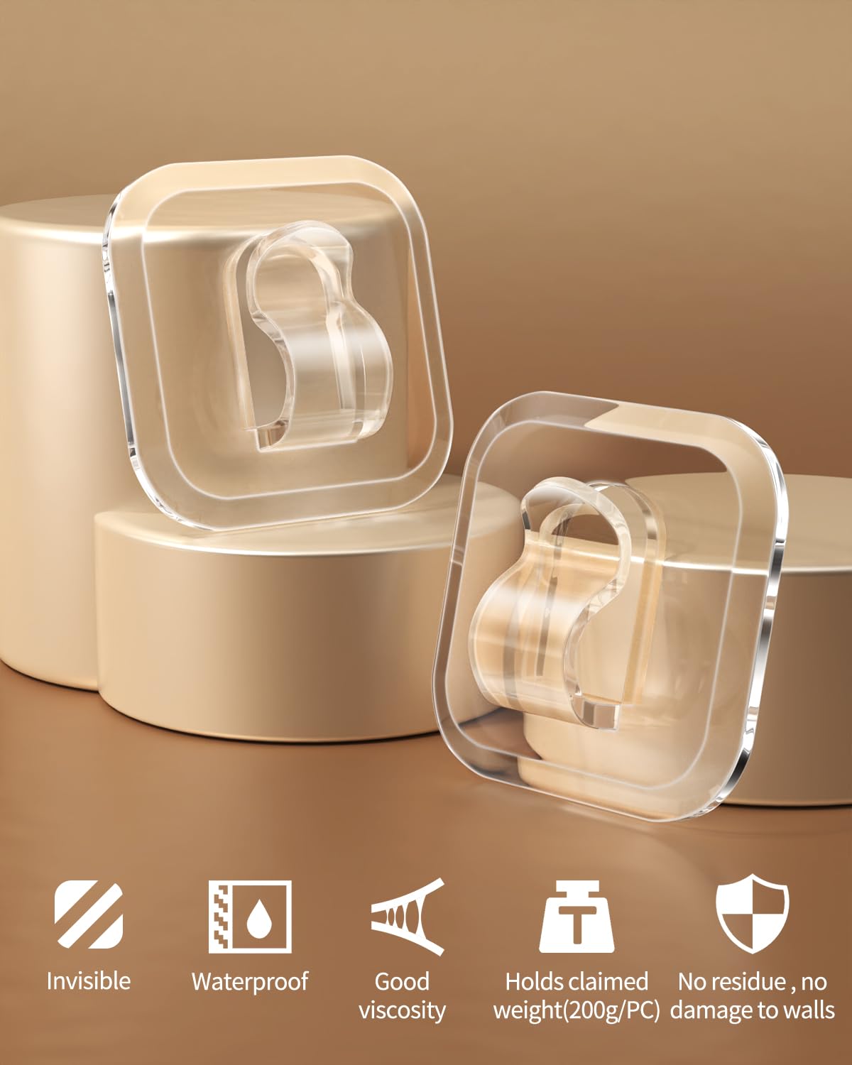 ispneay 100 Mini Light Hooks with Adhesive Strips: Indoor Clear Small String Light Clips Damage Free - Plastic Wall Hook for Hanging - Fairy Tiny Light Cable Hangers Clip Christmas Decoration Decor