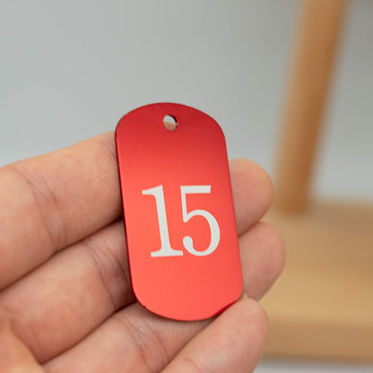 StayMax Aluminum Numbered Tags Key Tags ID Tags (1-25, Red)