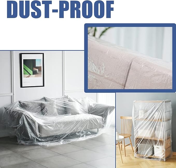 35 Pieces Plastic Drop Cloth, Dust-Proof and Rustproof, 35 Pieces 9x12 Feet Tarp