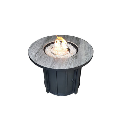 Hiland AFP-FWT Faux Wood Top 40,000 BTU Round Propane Fire Pit, Gray