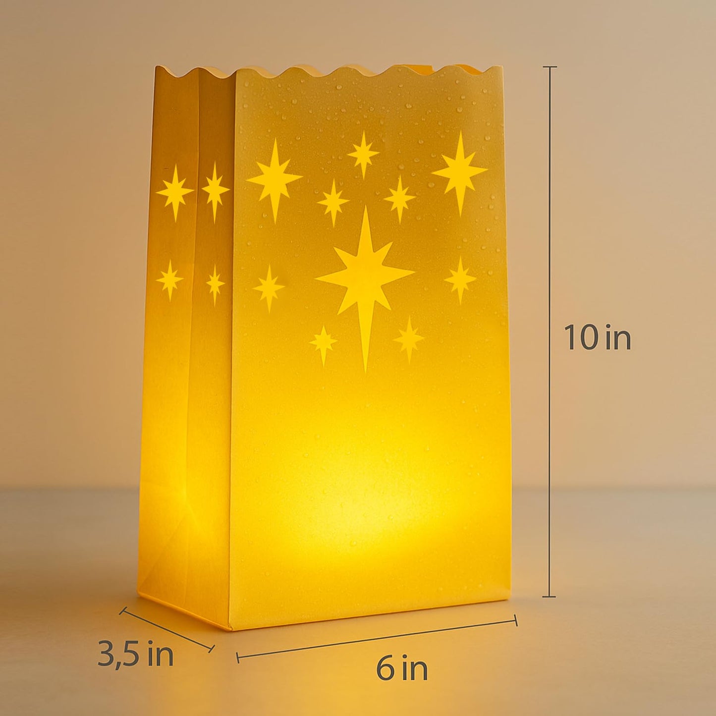 Btanadi Waterproof 50-Pack Luminaria Bags with LED Candles – Reusable White Plastic Luminaries for Outdoor, Christmas, Wedding & Party Decorations